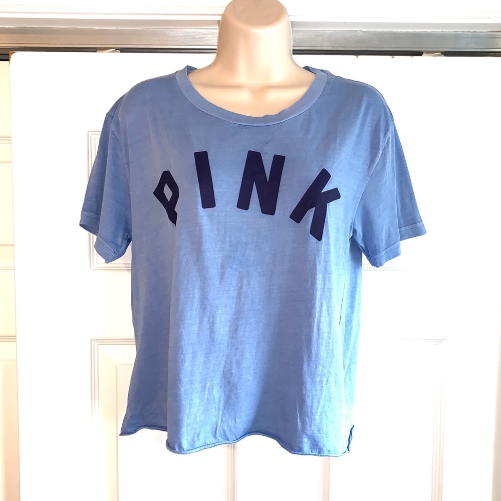 PINK Victoria’s Secret Blue CROP TOP S